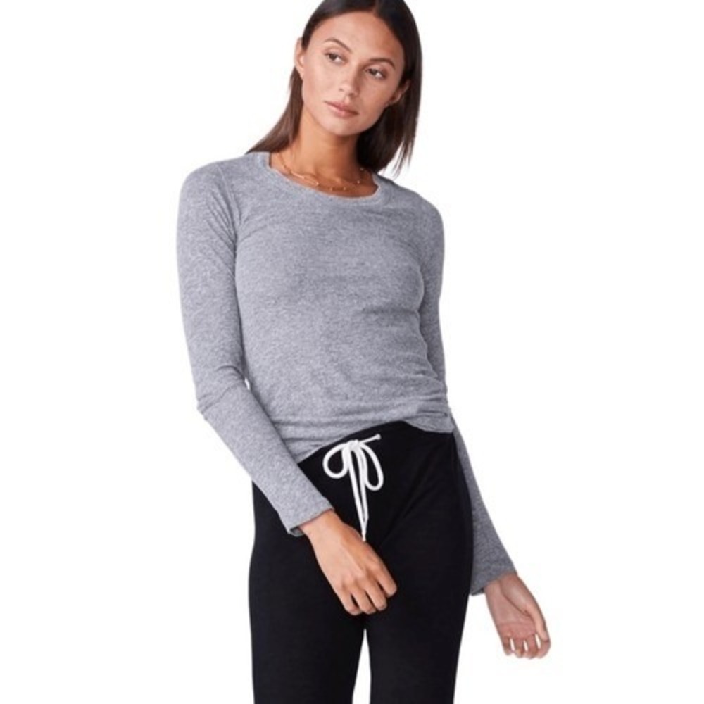 Monrow Womens Sz Large Charcoal Tri-Blend Fitted Long Sleeve Lightweight USA - Picture 10 of 10